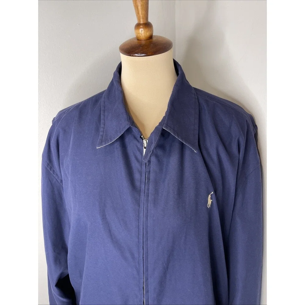 Polo Ralph Lauren Harrington Jacket Vintage 90s Navy Plaid Lined Men's Large BF